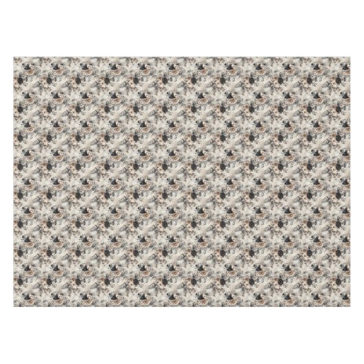 ヴィンテージの水色バラベージュ、ブラック、クリーム テーブルクロス (正面(横))