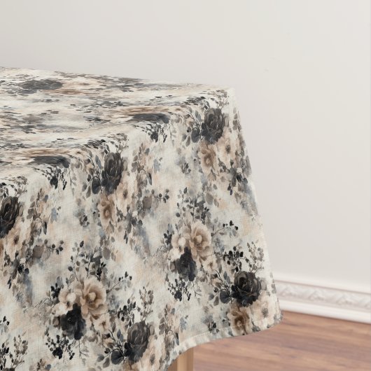 ヴィンテージの水色バラベージュ、ブラック、クリーム テーブルクロス (インサイチュ)