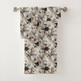 ヴィンテージの水色バラベージュ、ブラック、クリーム バスタオルセット