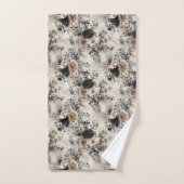 ヴィンテージの水色バラベージュ、ブラック、クリーム バスタオルセット (ハンドタオル)