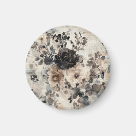 ヴィンテージの水色バラベージュ、ブラック、クリーム マグネット