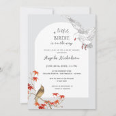 ヴィンテージの水色バーディーの方法で赤ちゃんシャワー 招待状 (正面)