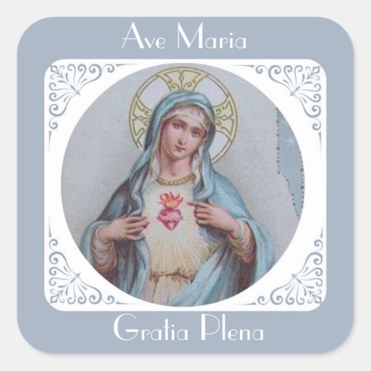 ヴィンテージの汚れなきハートと悲しみ スクエアシール (正面)