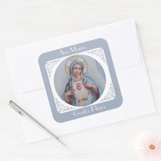 ヴィンテージの汚れなきハートと悲しみ スクエアシール (封筒)