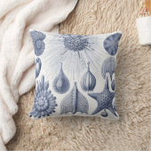 ヴィンテージの沿岸青および白いイラストレーションの枕 クッション (ブランケット)