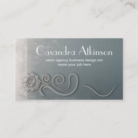 ヴィンテージの浅浮き彫りの花の壁のコンクリートの芸術 名刺 (正面)