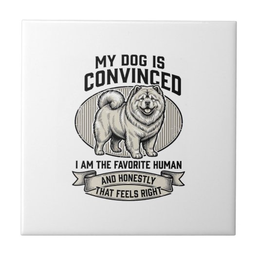ヴィンテージの浮き彫りのチャウチャウがプリントされた面白い犬好きのTシャツ タイル (正面)