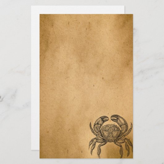 ヴィンテージの海のカニの羊皮紙のパーソナライズなテンプレート 便箋 (正面/裏面)