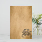 ヴィンテージの海のカニの羊皮紙のパーソナライズなテンプレート 便箋 (スタンド正面)