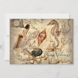 ヴィンテージの海の地図のビーチ結婚式のブライダルシャワー 招待状