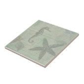 ヴィンテージの海の貝、ヒトデおよびタツノオトシゴ タイル (側面)