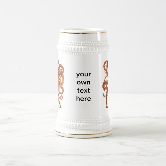 ヴィンテージの海の野性生物-タコ-ビールのジョッキ ビールジョッキ (中央)