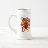 ヴィンテージの海の野性生物-タコ-ビールのジョッキ ビールジョッキ (左)
