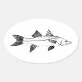 ヴィンテージの海の魚-軽蔑のしぐさ 楕円形シール (正面)
