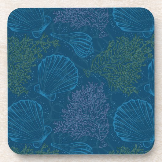 ヴィンテージの海パターン コースター (正面)