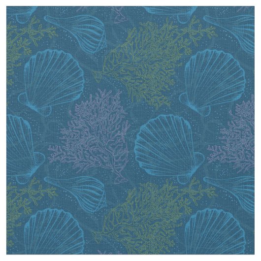 ヴィンテージの海パターン ファブリック (クローズアップ)