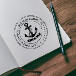 ヴィンテージの海事用アンカー この本は〇〇のもの ラバースタンプ