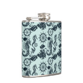 ヴィンテージの海洋動物パターン フラスク (右)