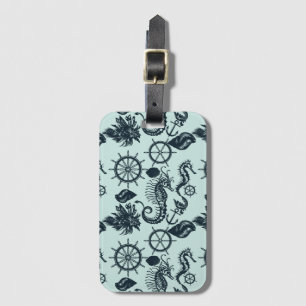 ヴィンテージの海洋動物パターン ラゲッジタグ