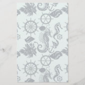 ヴィンテージの海洋動物パターン 便箋 (正面)