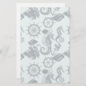 ヴィンテージの海洋動物パターン 便箋 (正面/裏面)