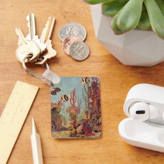 ヴィンテージの海、熱帯コーラルアンジェフィッシュ キーホルダー (デスク)