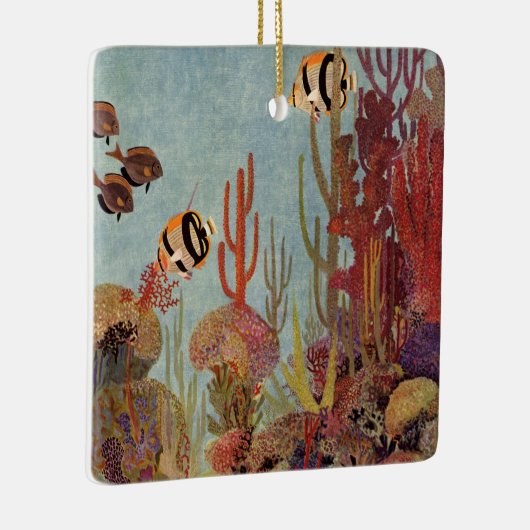 ヴィンテージの海、熱帯コーラルアンジェフィッシュ セラミックオーナメント (右)