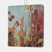 ヴィンテージの海、熱帯コーラルアンジェフィッシュ セラミックオーナメント (左)