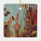 ヴィンテージの海、熱帯コーラルアンジェフィッシュ セラミックオーナメント (裏面)