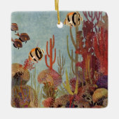 ヴィンテージの海、熱帯コーラルアンジェフィッシュ セラミックオーナメント (正面)