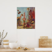 ヴィンテージの海、熱帯コーラルアンジェフィッシュ ポスター (キッチン)