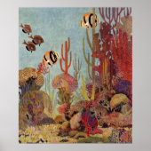 ヴィンテージの海、熱帯コーラルアンジェフィッシュ ポスター (正面)