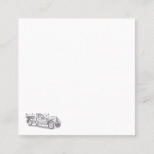 ヴィンテージの消防車の鉛筆画 消防士のイラスト スクエア名刺