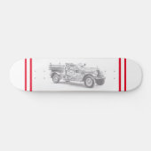 ヴィンテージの消防車の鉛筆画 消防士のイラスト スケートボード (横)