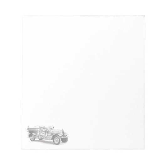 ヴィンテージの消防車の鉛筆画 消防士のイラスト ノートパッド (正面)