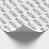 ヴィンテージの消防車の鉛筆画 消防士のイラスト ラッピングペーパー (角)