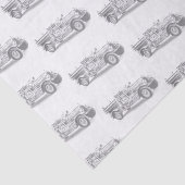 ヴィンテージの消防車の鉛筆画 消防士のイラスト 薄葉紙 (詳細)