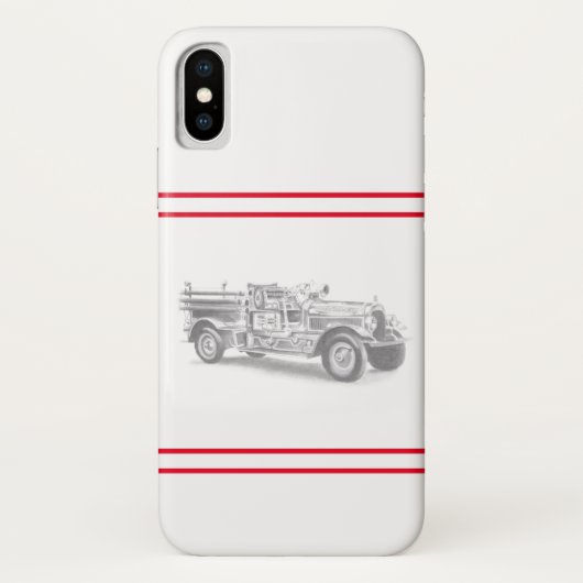 ヴィンテージの消防車の鉛筆画 消防士のイラスト  Case-Mate iPhoneケース (裏面)