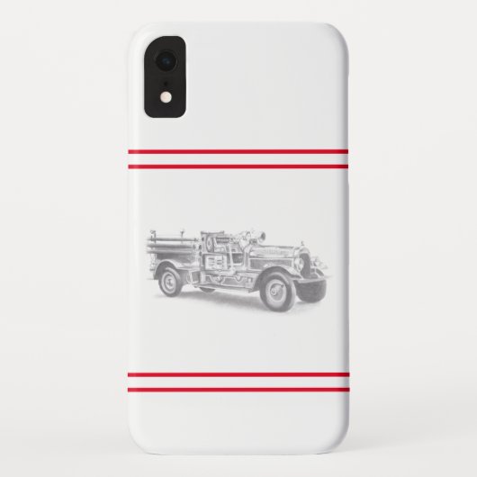 ヴィンテージの消防車の鉛筆画 消防士のイラスト Case-Mate iPhoneケース (裏面)