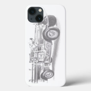 ヴィンテージの消防車の鉛筆画 消防士のイラスト iPhone 13ケース