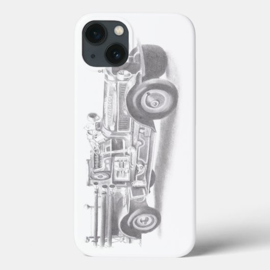 ヴィンテージの消防車の鉛筆画 消防士のイラスト Case-Mate iPhoneケース (裏面)