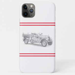ヴィンテージの消防車の鉛筆画 消防士のイラスト iPhone 11 PRO MAXケース