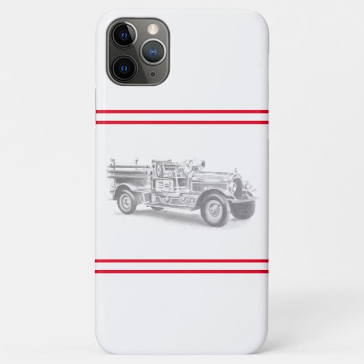 ヴィンテージの消防車の鉛筆画 消防士のイラスト  Case-Mate iPhoneケース (裏面)