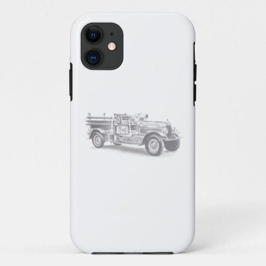 ヴィンテージの消防車の鉛筆画 消防士のイラスト  Case-Mate iPhoneケース (裏面)