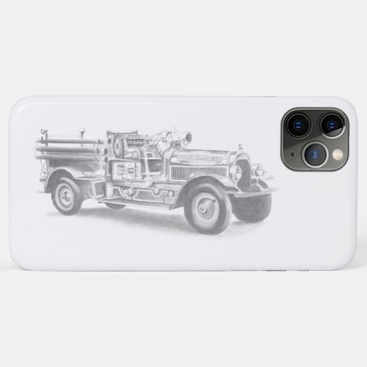 ヴィンテージの消防車の鉛筆画 消防士のイラスト Case-Mate iPhoneケース (裏面(横))