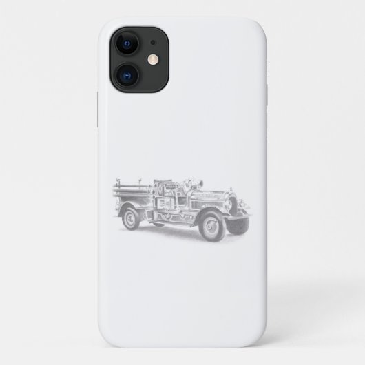 ヴィンテージの消防車の鉛筆画 消防士のイラスト Case-Mate iPhoneケース (裏面)