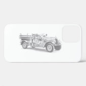 ヴィンテージの消防車の鉛筆画 消防士のイラスト  Case-Mate iPhoneケース (裏面 (横))