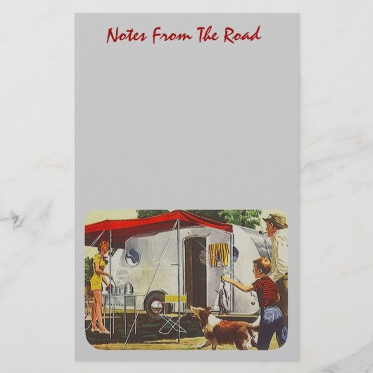 ヴィンテージの涙によって缶詰にされるハムのキャンピングカーのキャンプの文房具 便箋 (正面)