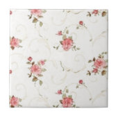 ヴィンテージの淡いピンクのバラ タイル (正面)