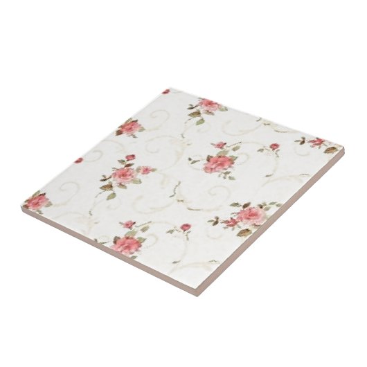 ヴィンテージの淡いピンクのバラ タイル (側面)